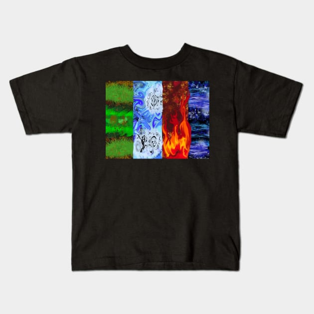 The Four Elements Kids T-Shirt by Orchid's Art